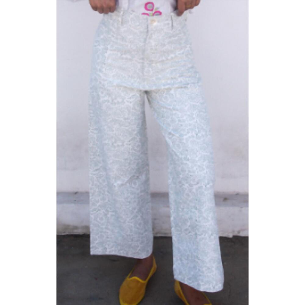 NEW SZ BLOCKPRINTS disco pants in oasis green